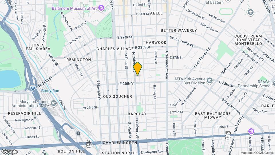2503 N Calvert St, Unit 1 Map and Location Details