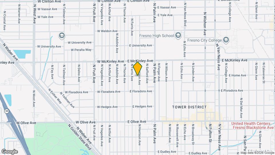 1493 N Harrison Ave Mapa y Detalles de la Ubicación