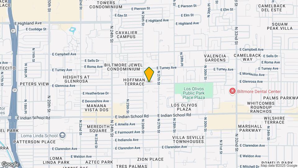 2610 E Glenrosa Ave Mapa y Detalles de la Ubicación
