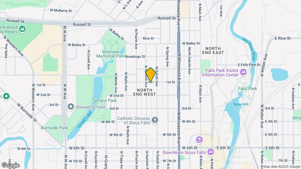 607 W 1st St Map and Location Details