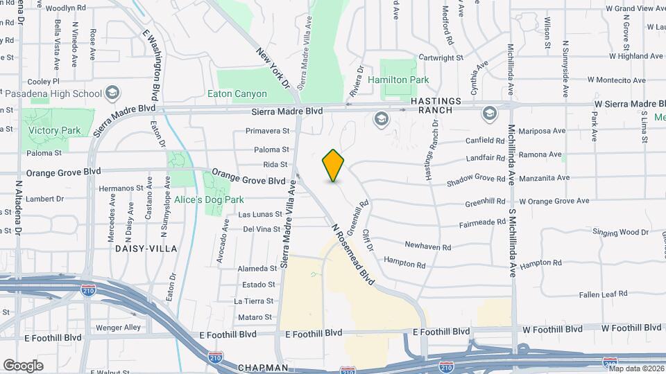 665 Rim Rd, Unit Pasadena Studio Bungalow Map and Location Details