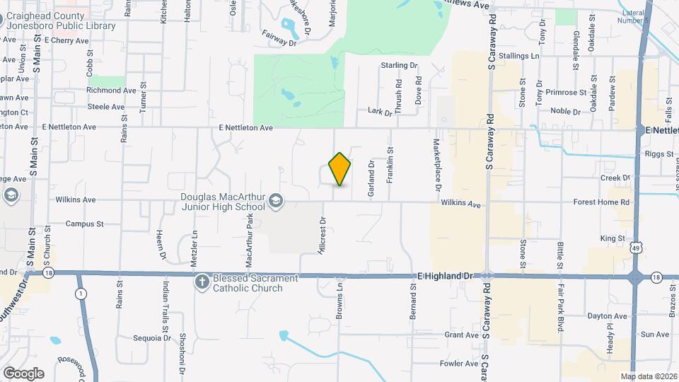 1610 Hillcrest Dr Map and Location Details