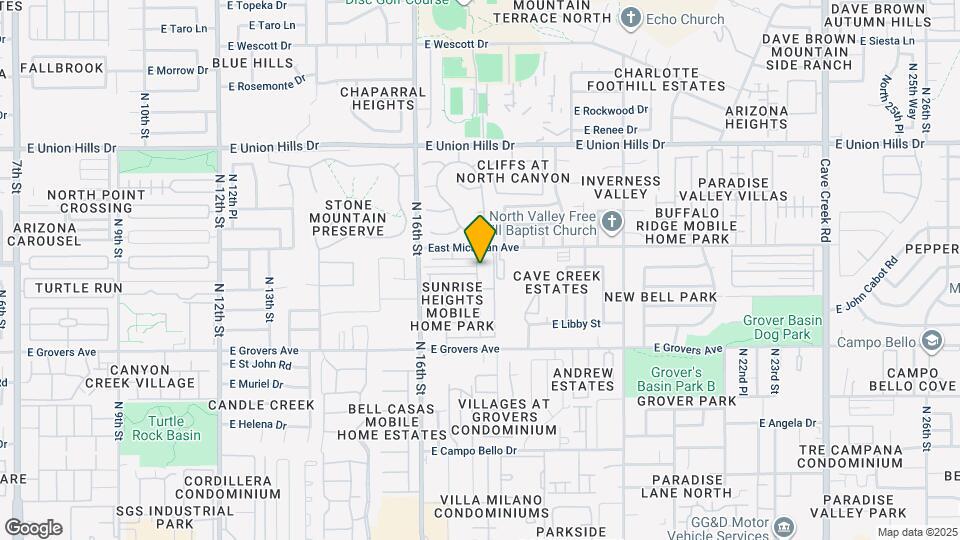18027 N 17th Pl Map and Location Details
