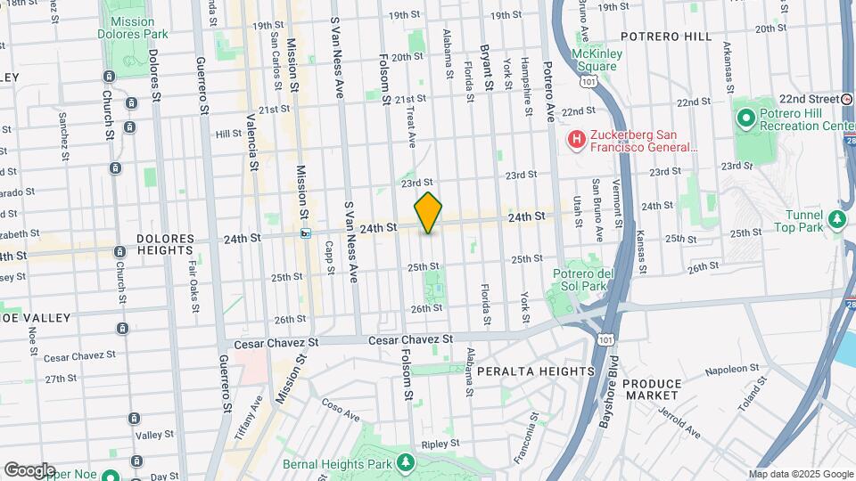 1135 Treat Ave, Unit upstairs Map and Location Details