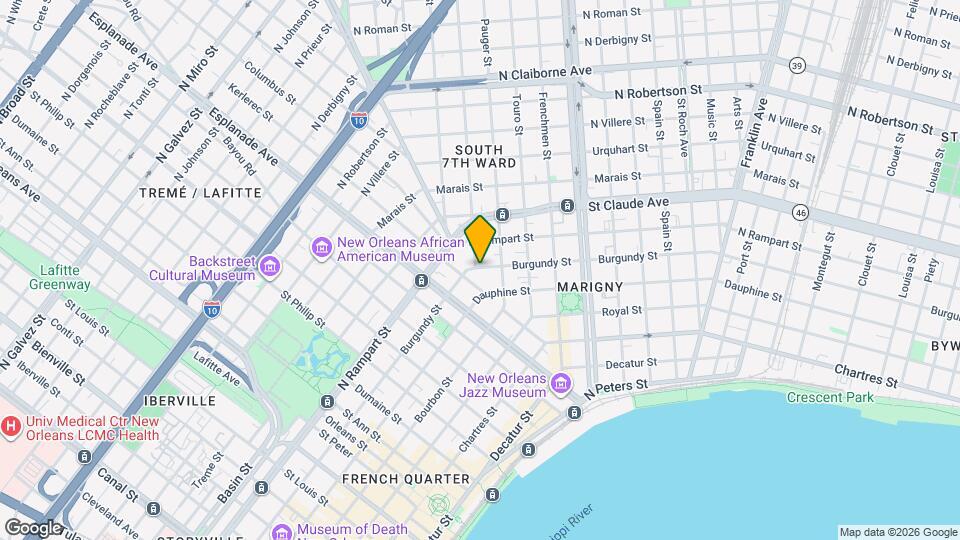 1826 Burgundy St Map and Location Details