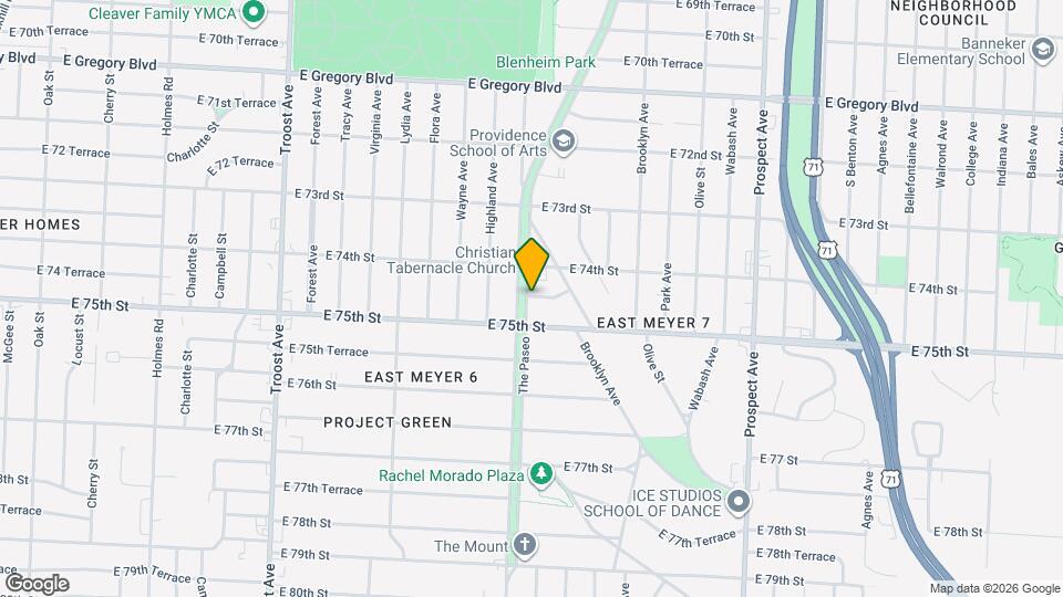 1801 E 74th Ter Map and Location Details