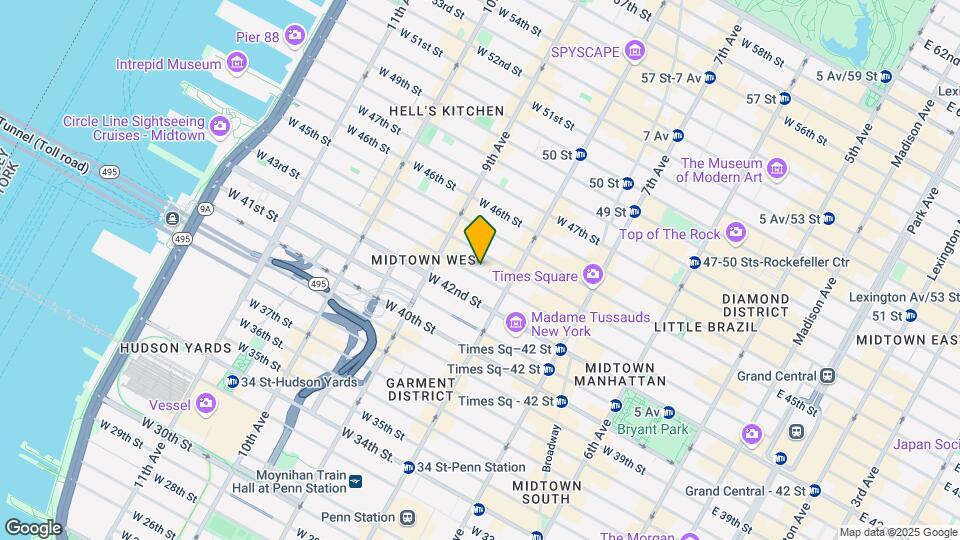 323-325 W 43rd St Mapa y Detalles de la Ubicación