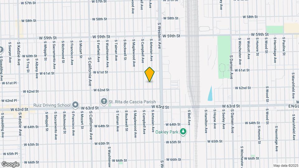 6142 S Artesian Ave Map and Location Details