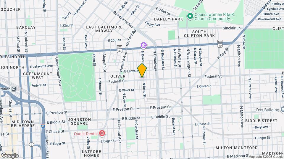1600 N Bond St Map and Location Details