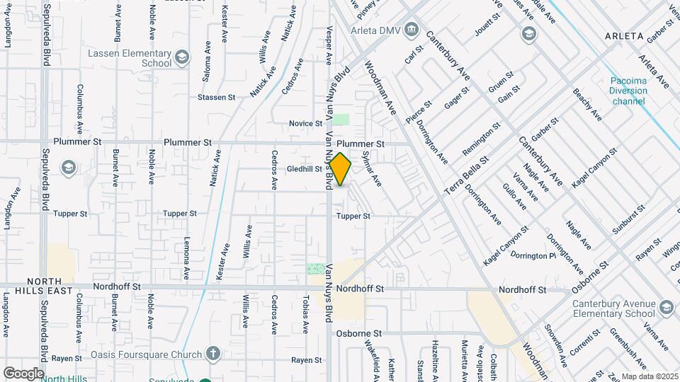 9336 Van Nuys Blvd Map and Location Details