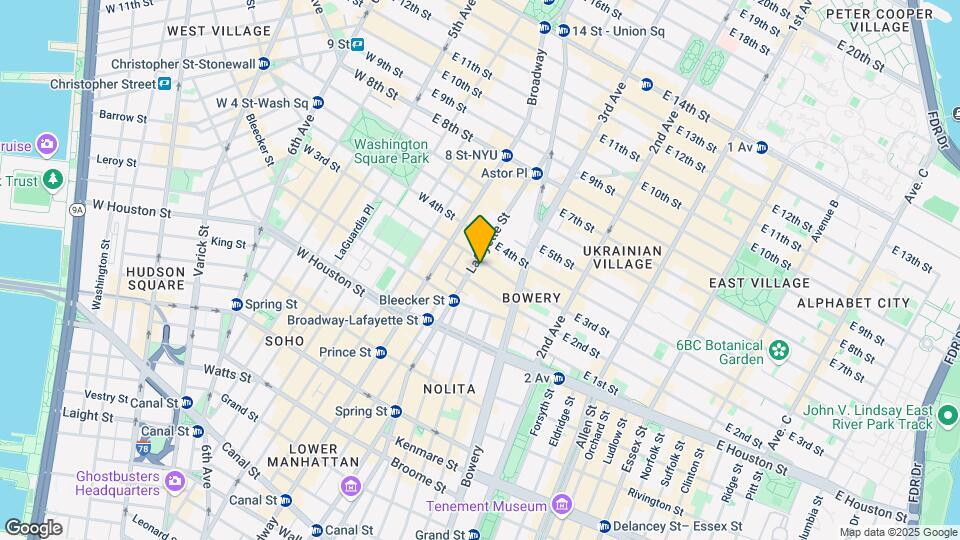 25 Great Jones St Mapa y Detalles de la Ubicación