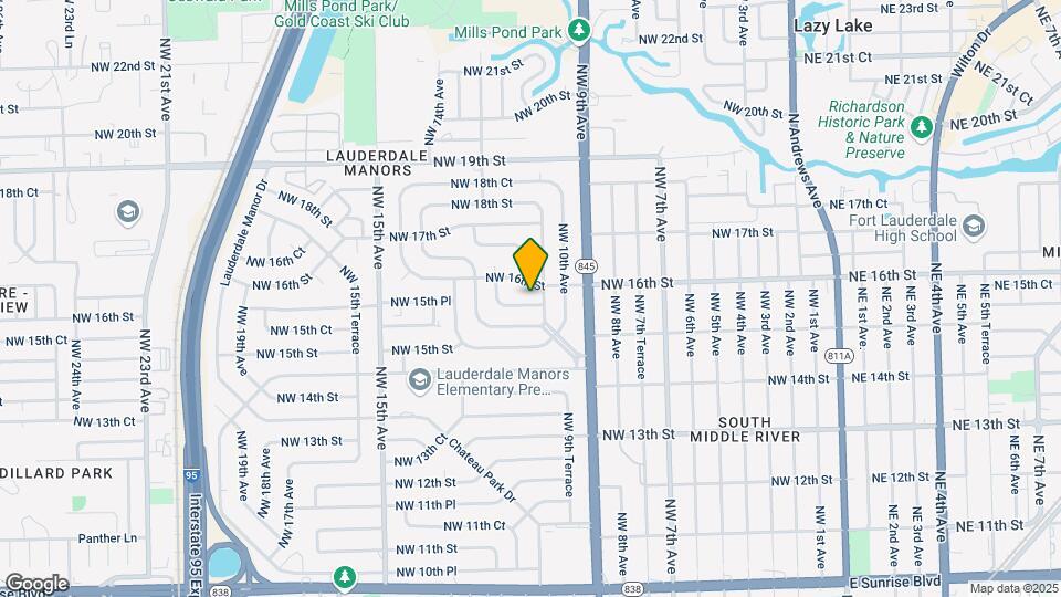 1107 NW 15th Pl, Unit 1 bed 1 bath Studio Apt Mapa y Detalles de la Ubicación