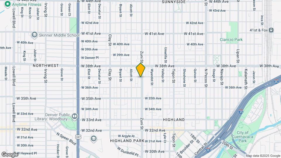 3645 Zuni St Map and Location Details