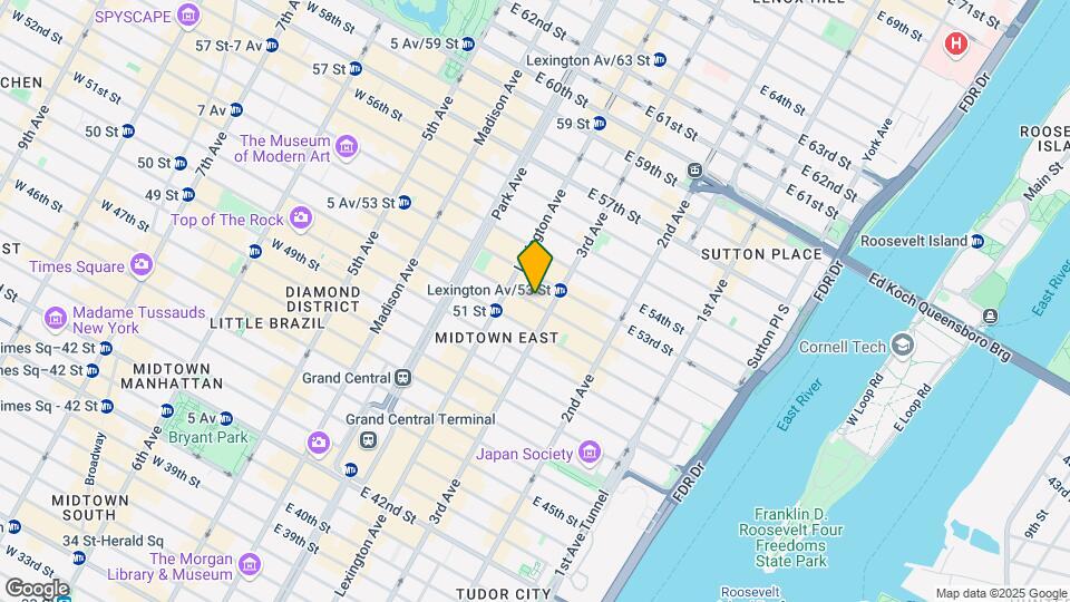 155 E 52nd St Mapa y Detalles de la Ubicación