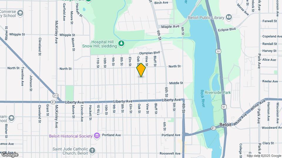 1217 Oak St Map and Location Details