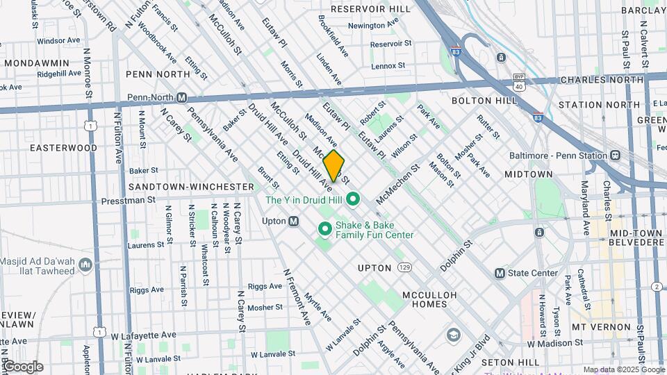 1743 Druid Hill Ave Map and Location Details