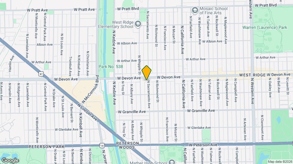 6342 N Sacramento Ave-Unit -2 Map and Location Details