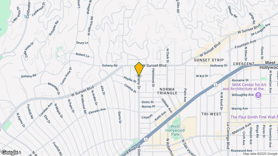 965 N Doheny Dr Mapa y Detalles de la Ubicación