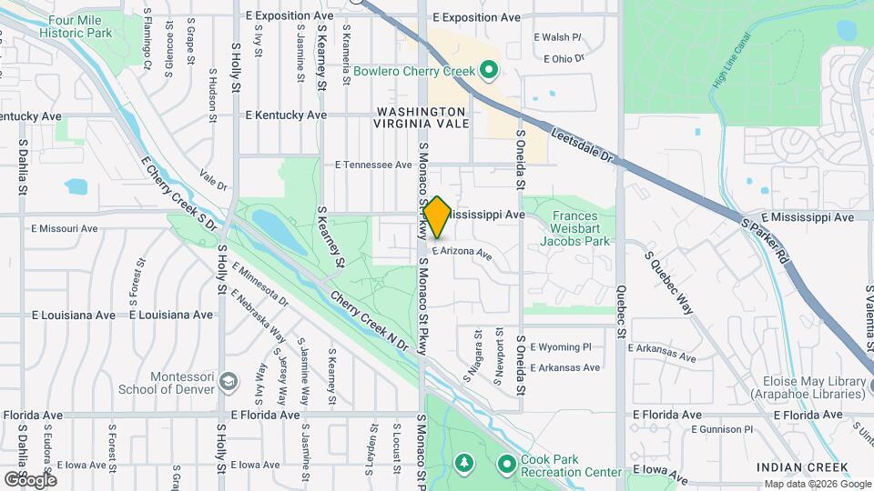 1180 S Monaco St Pkwy Map and Location Details