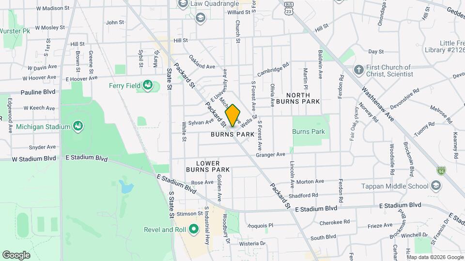 1121 Packard St Map and Location Details