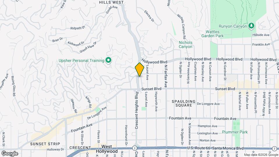 1538 N Crescent Heights Blvd, Unit Guest House Mapa y Detalles de la Ubicación