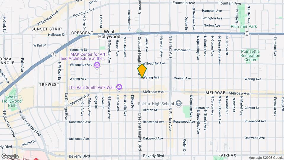 750 N Crescent Heights Blvd Map and Location Details