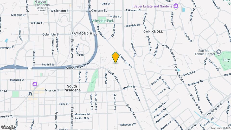 Trophy Property in South Pasadena Map and Location Details