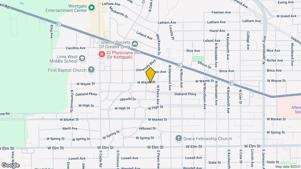 1825 W Wayne St Map and Location Details