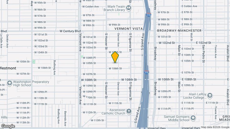 612 W 105th St Mapa y Detalles de la Ubicación