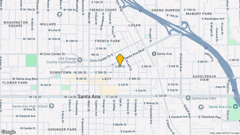 602-604 E 6th St Mapa y Detalles de la Ubicación