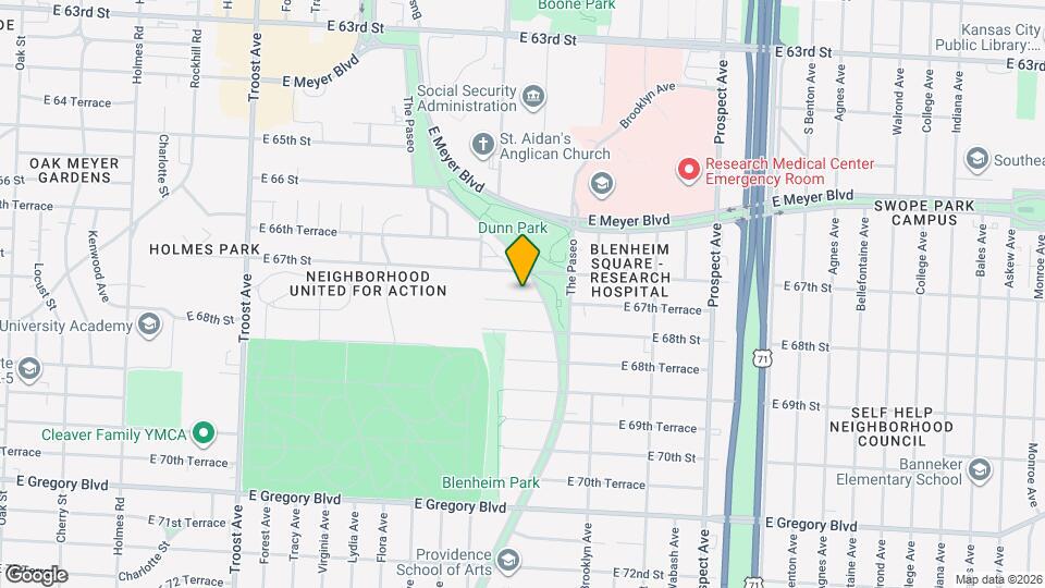 1842 E 67th Terrace Map and Location Details