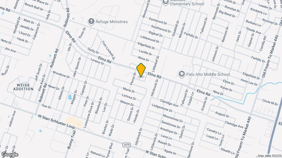 3806 Uvalde Dr, Unit B Map and Location Details