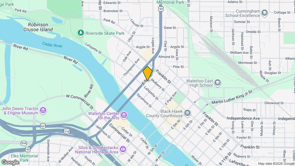 314 E 1st St Map and Location Details