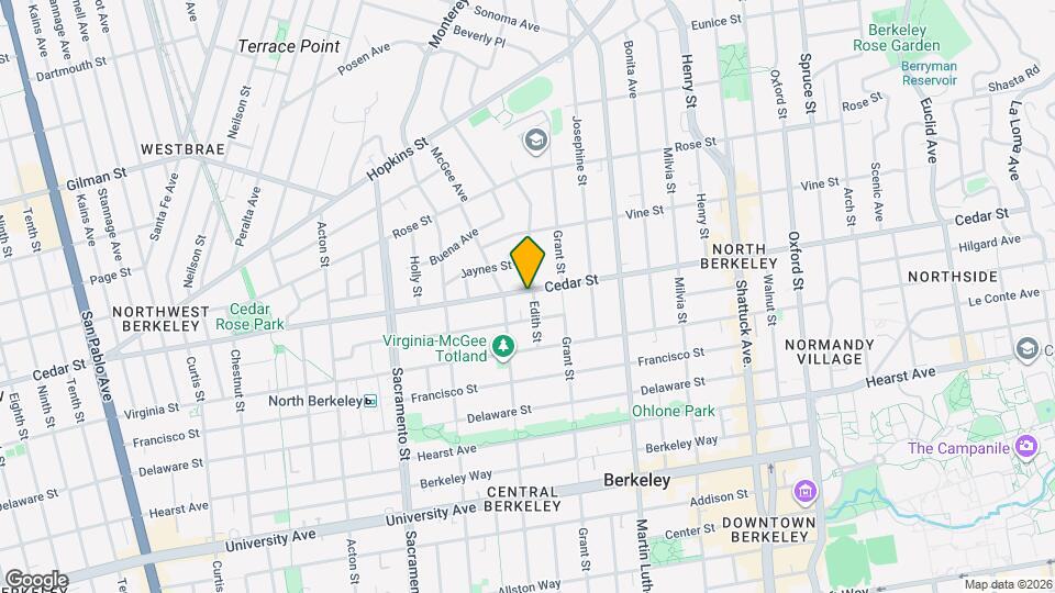 1720 Cedar St, Unit Cedar A Map and Location Details