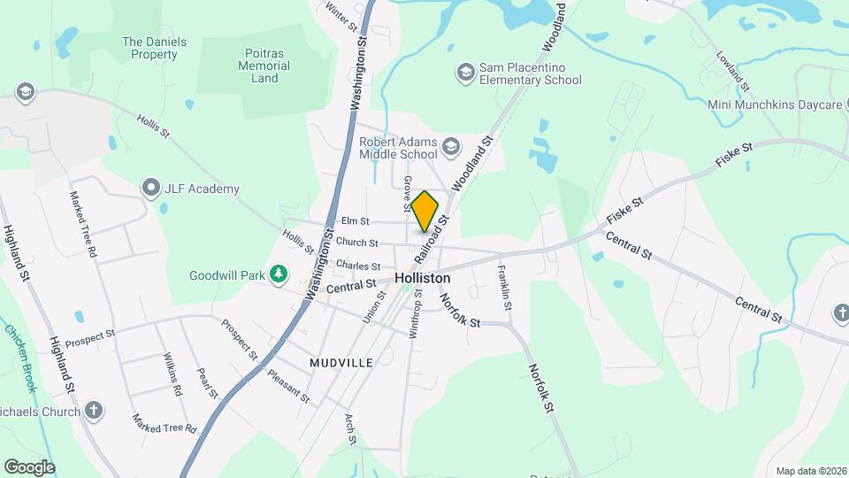 102 Church St, Unit Large 1 Bedroom Apartment Holliston, MA Map and Location Details