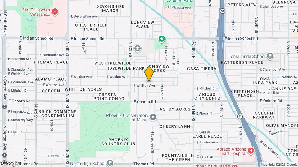 1332 E Whitton Ave Map and Location Details