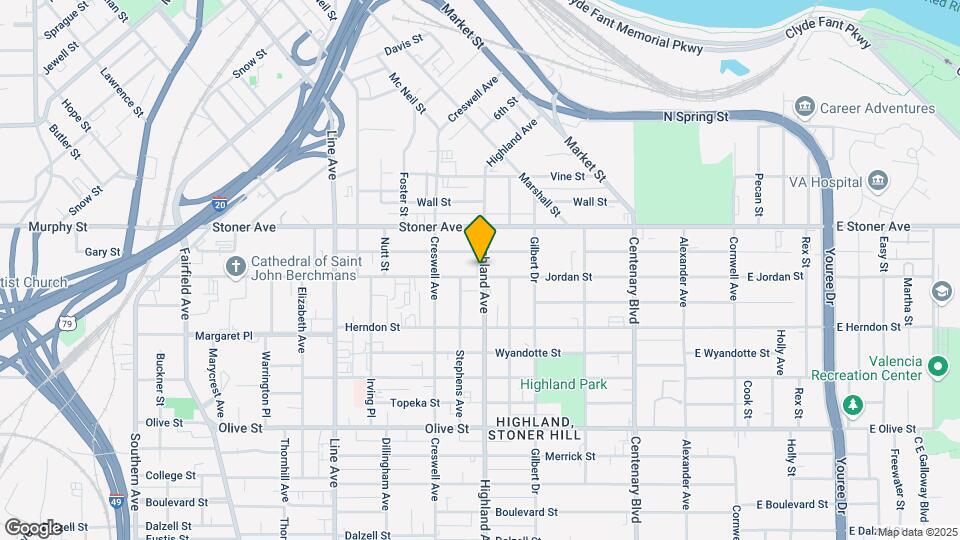 1414 Highland Ave Map and Location Details