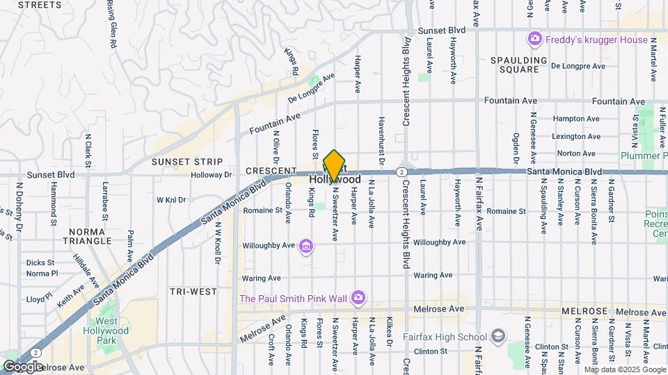 1044 N Sweetzer Ave Map and Location Details