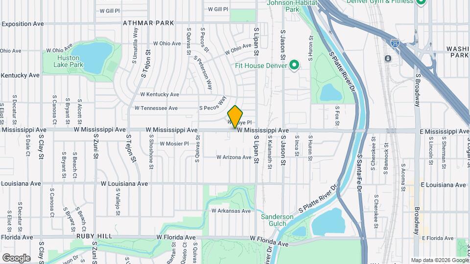 1380 W Mississippi Ave Map and Location Details