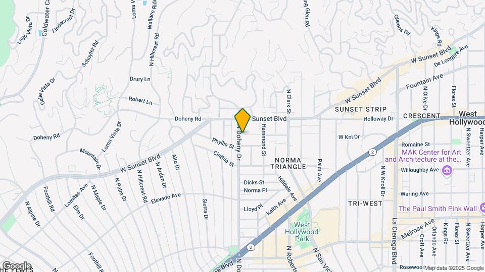1000 N Doheny Dr Map and Location Details