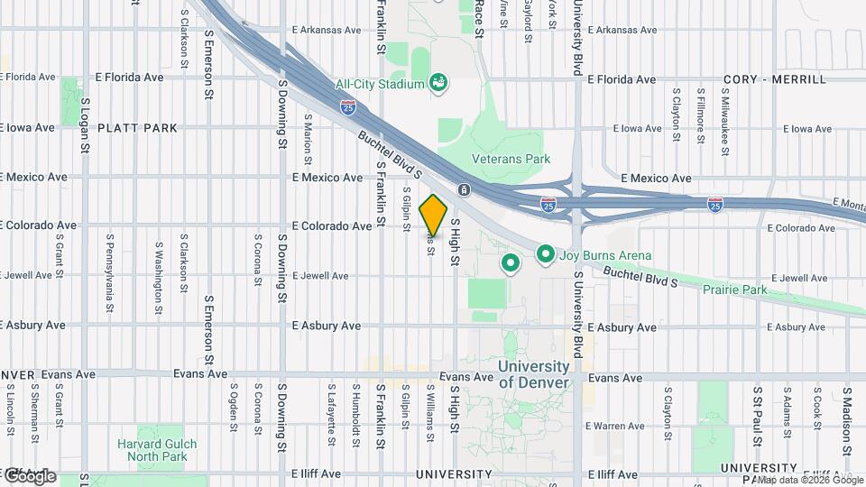 1832 S Williams St, Unit Basement apartment Mapa y Detalles de la Ubicación