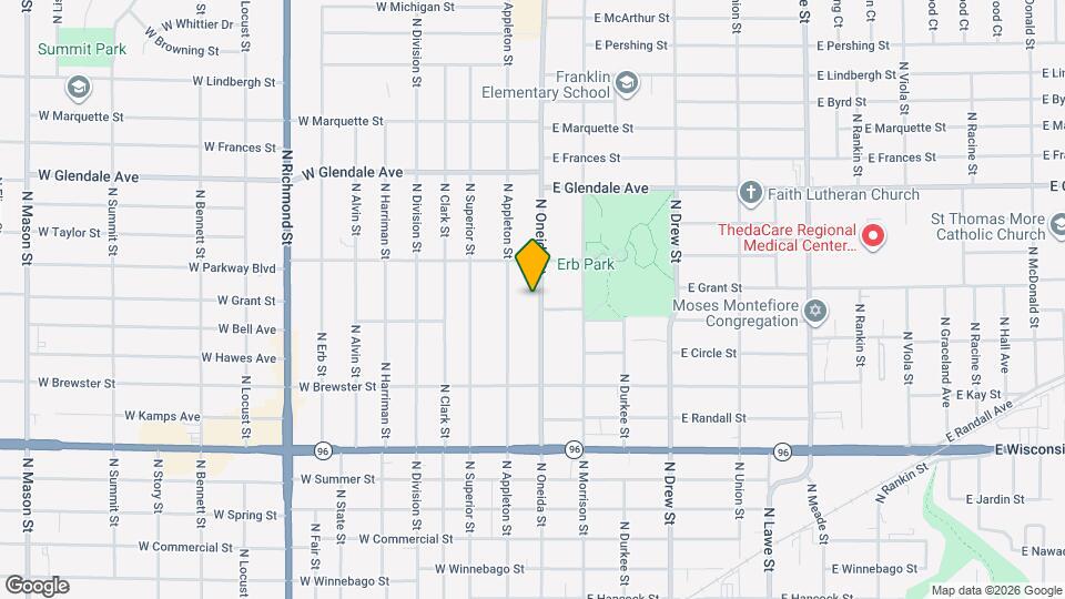 1719 1/2 N Oneida St, Unit Appleton Upper Duplex Mapa y Detalles de la Ubicación