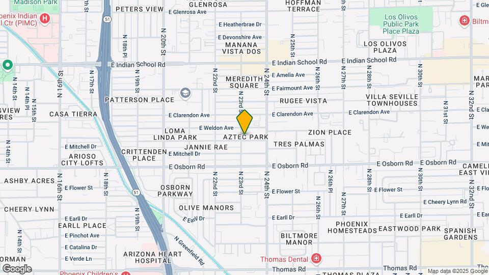 2302 E Whitton Ave Mapa y Detalles de la Ubicación
