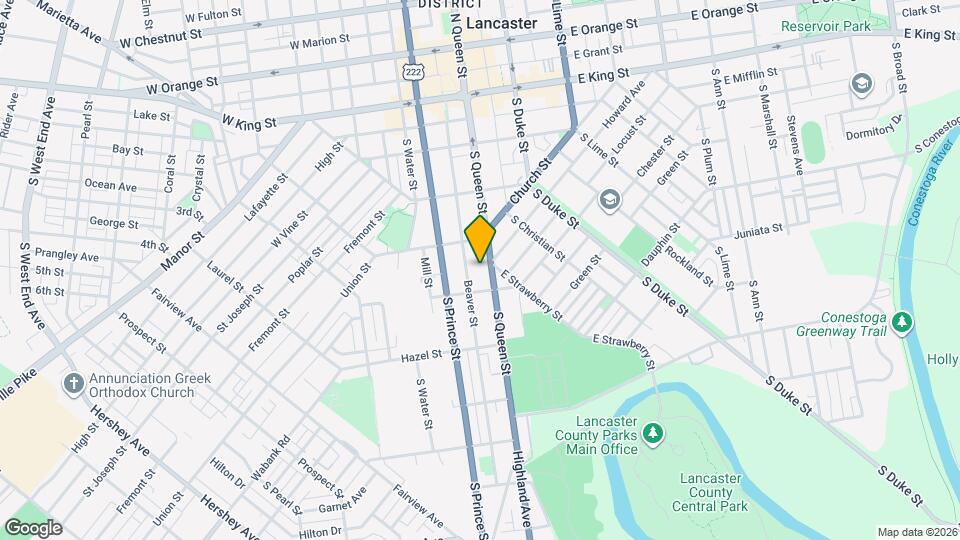 344 S Queen St Map and Location Details