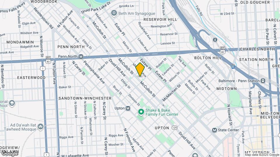 1909 McCulloh St Map and Location Details