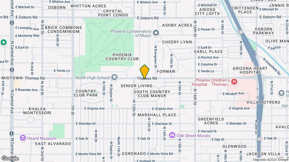 1225 E Thomas Rd Mapa y Detalles de la Ubicación