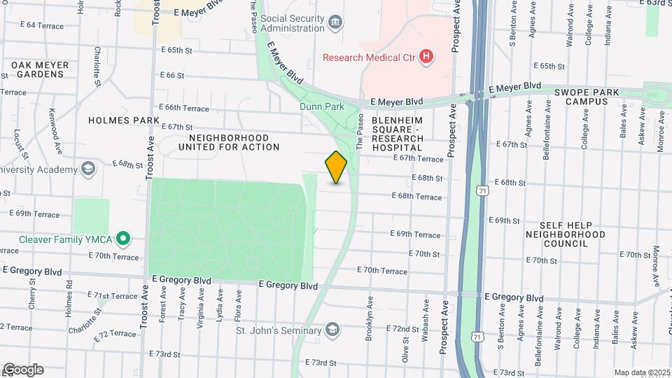 1850 E 68th Terrace Map and Location Details