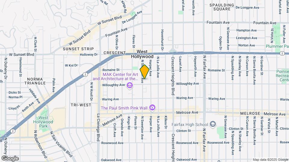910 N Sweetzer Ave Map and Location Details