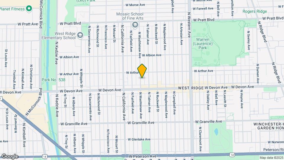 6433 N Washtenaw Ave Map and Location Details