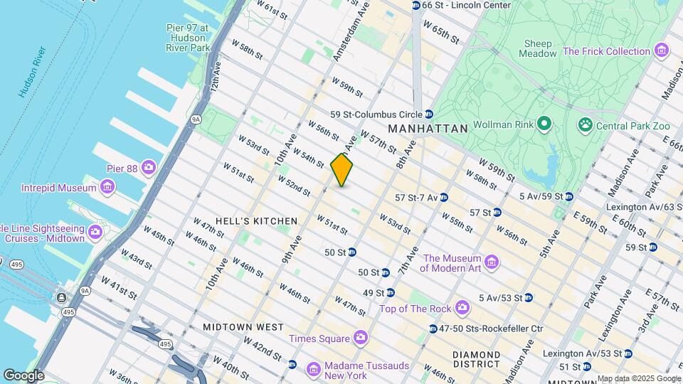 347 W 53rd St, Unit 3A Map and Location Details